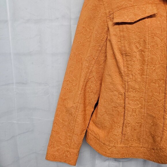 Coldwater Creek Orange Floral Embroidered Jacket Boho 16 - Picture 4 of 14